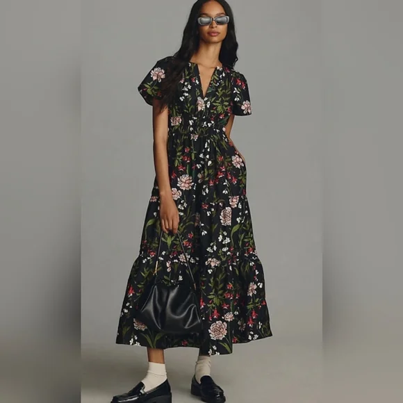 Anthropologie | Dresses | Anthropologie The Somerset Maxi Dress Tiered Smocked Floral Black Motif Xs Boho | Poshmark Anthropologie | Dresses | Anthropologie The Somerset Maxi Dress Tiered Smocked Floral Black Motif Xs Boho | Poshmark